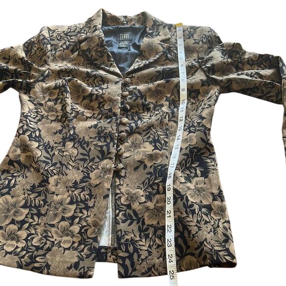 Teddi Vintage Floral Print Blazer Suit Jacket Woman Size 6 Unlined Shoulder Pads - Picture 7 of 9